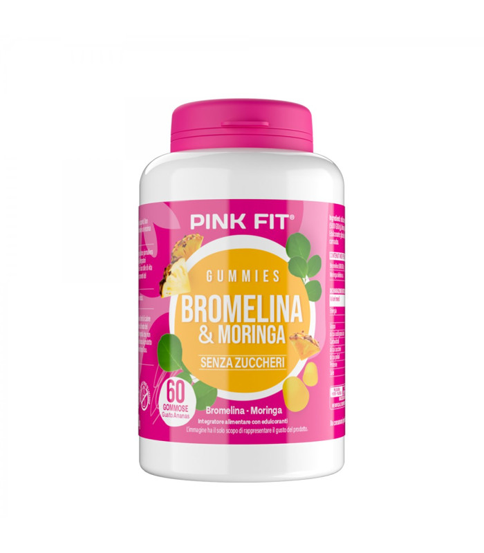 Pink Fit  Bromelina e Moringa Gummies per drenaggio e benessere digestivo senza zuccheri aggiunti - PRO ACTION