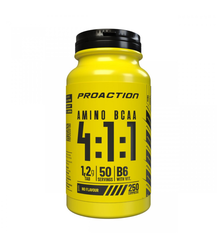 BCAA 4:1:1 250 CPR - Integratore di aminoacidi ramificati BCAA in rapporto 4:1:1 con vitamina B6 - PRO ACTION