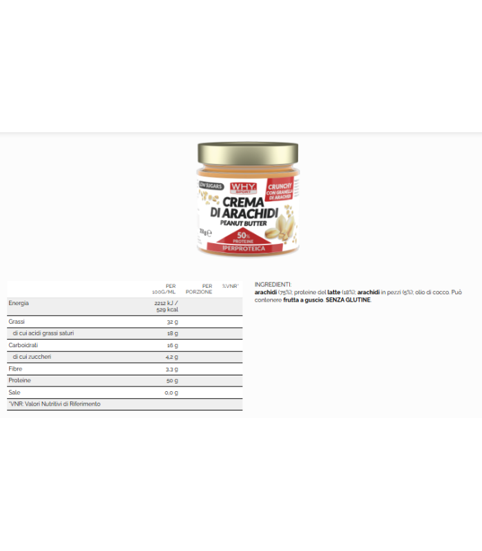 WHY SPORT CREMA DI ARACHIDI IPERPROTEICO - 50% protein - scegli la promo