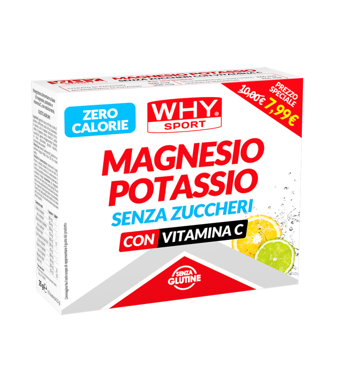 MAGNESIO POTASSIO WHY SPORT SENZA ZUCCHERI AGRUMI- PACK 10 BUSTINE I SCADENZA GIUGNO 2026