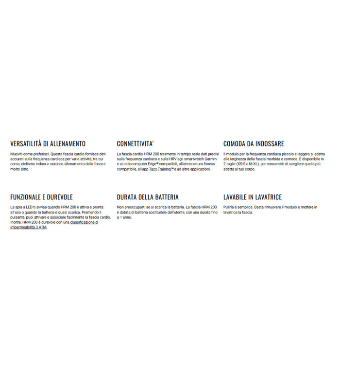 GARMIN FASCIA CARDIO HRM 200 -  SCEGLI LA TUA MISURA - NEW