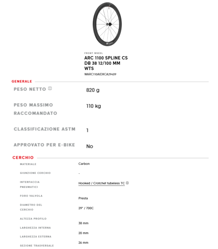 DT SWISS COPPIA RUOTE ARC 1100 SPLINE® CS DB - Peso per coppia Da 1174 gr - new 2026