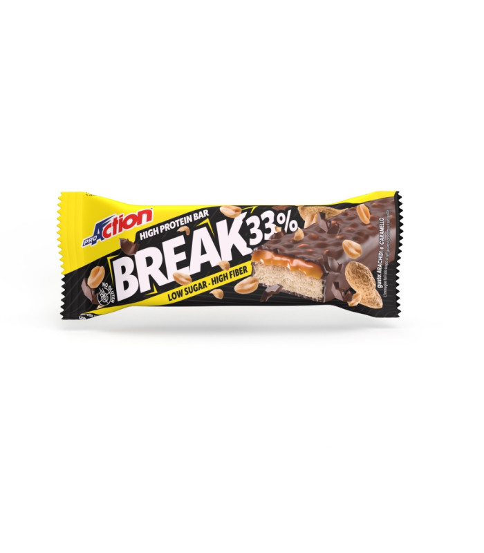 PRO ACTION Break Bar - Barretta Proteica 33% -  ARACHIDI E CARAMELLO - SENZA GLUTINE -  50 GR