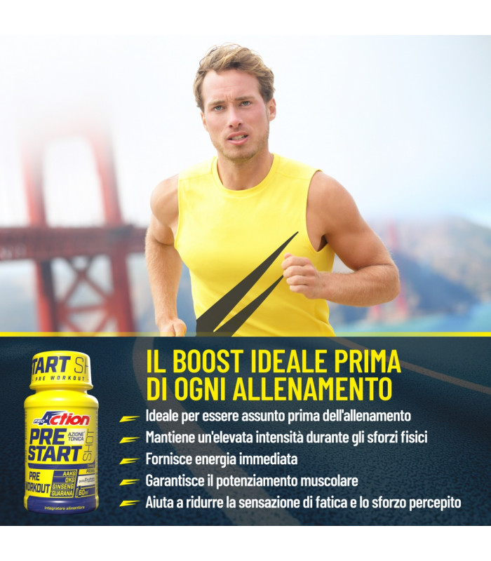 Pre Start Shot 60 ml - integratore alimentare liquid a base di arginina, ornitina, ginseng e guaranà - scegli - PRO ACTION
